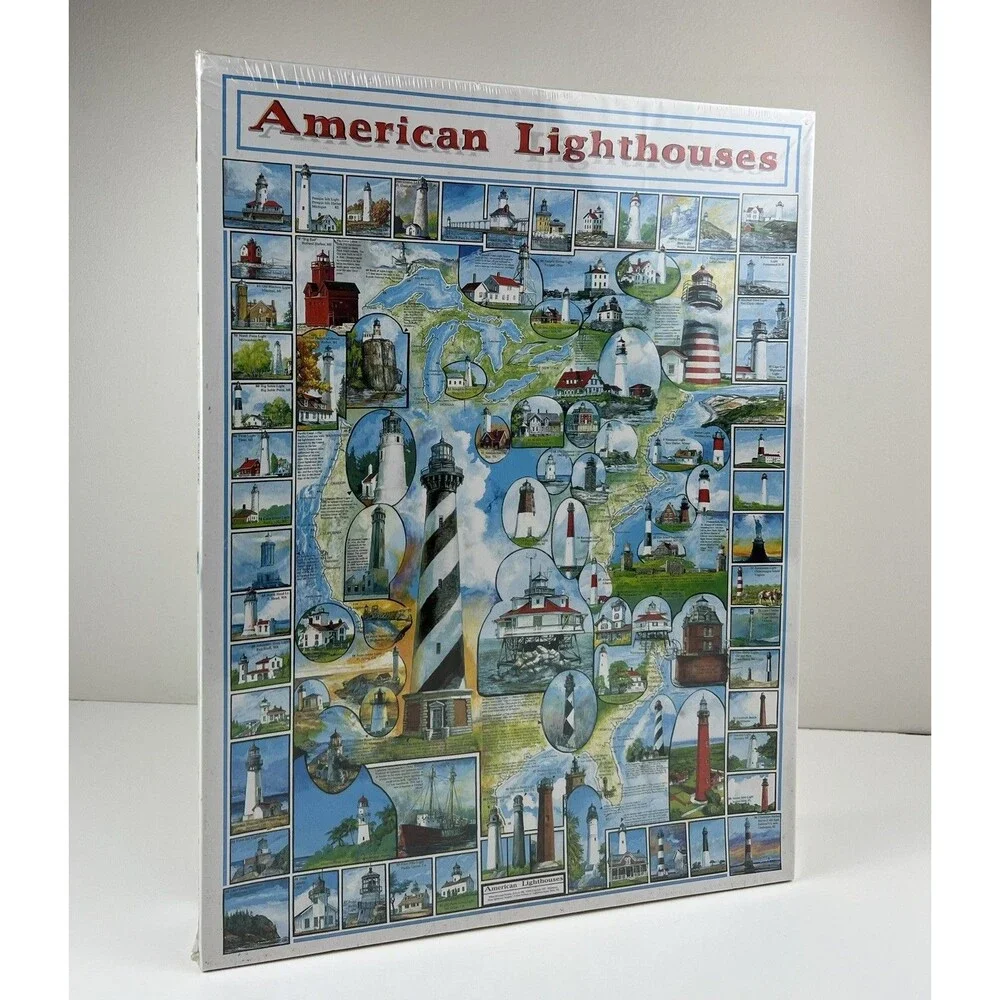 White Mountain Puzzles American Lighthouse 1000 pcs Jigsaw Puzzle New Sealed